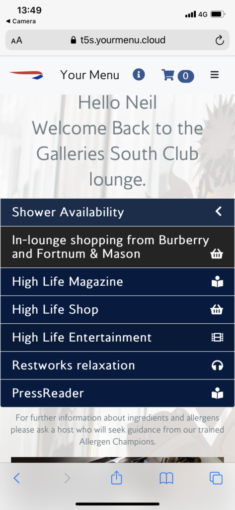 Neil Scrivener reviews the British Airways Galleries South Business Class Lounge at Heathrow's Terminal 5, available for OneWorld members.